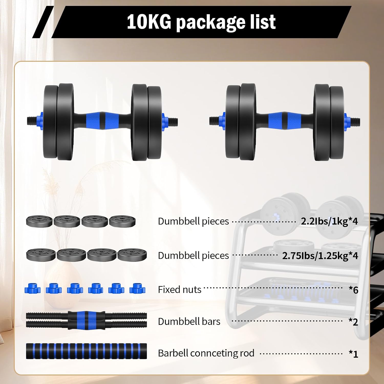 Thumbnail 5 de Hanteln Verstellbar 2‑in‑1 Set 10/15 kg 🏋