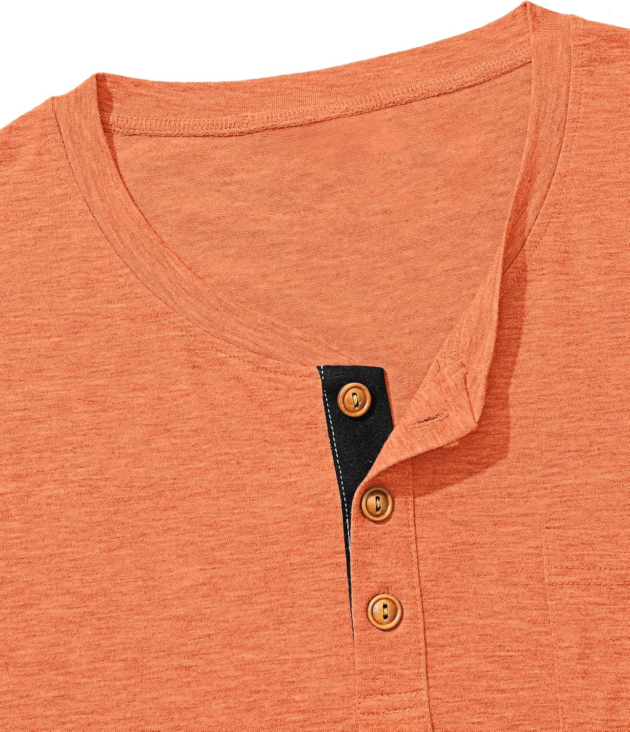 Detalle de TARAINYA Henley T-Shirt Homme coton à poche – Manches courtes, Regular Fit