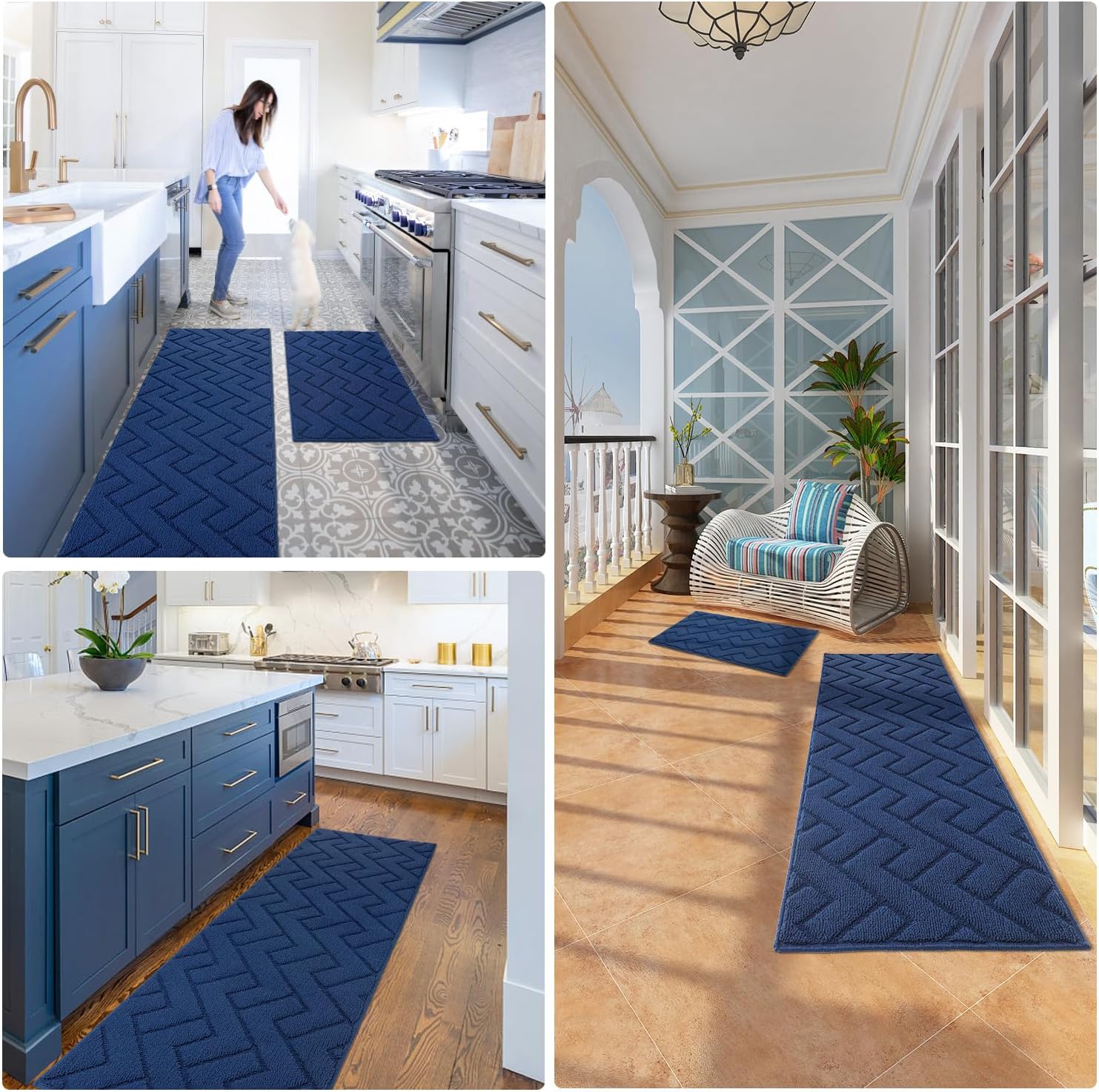 Thumbnail 6 de hicorfe Kitchen Rugs and Mats Sets (2 Pieces) – Ultra-Absorbent, Non-Slip Polypropylene Mats, Navy