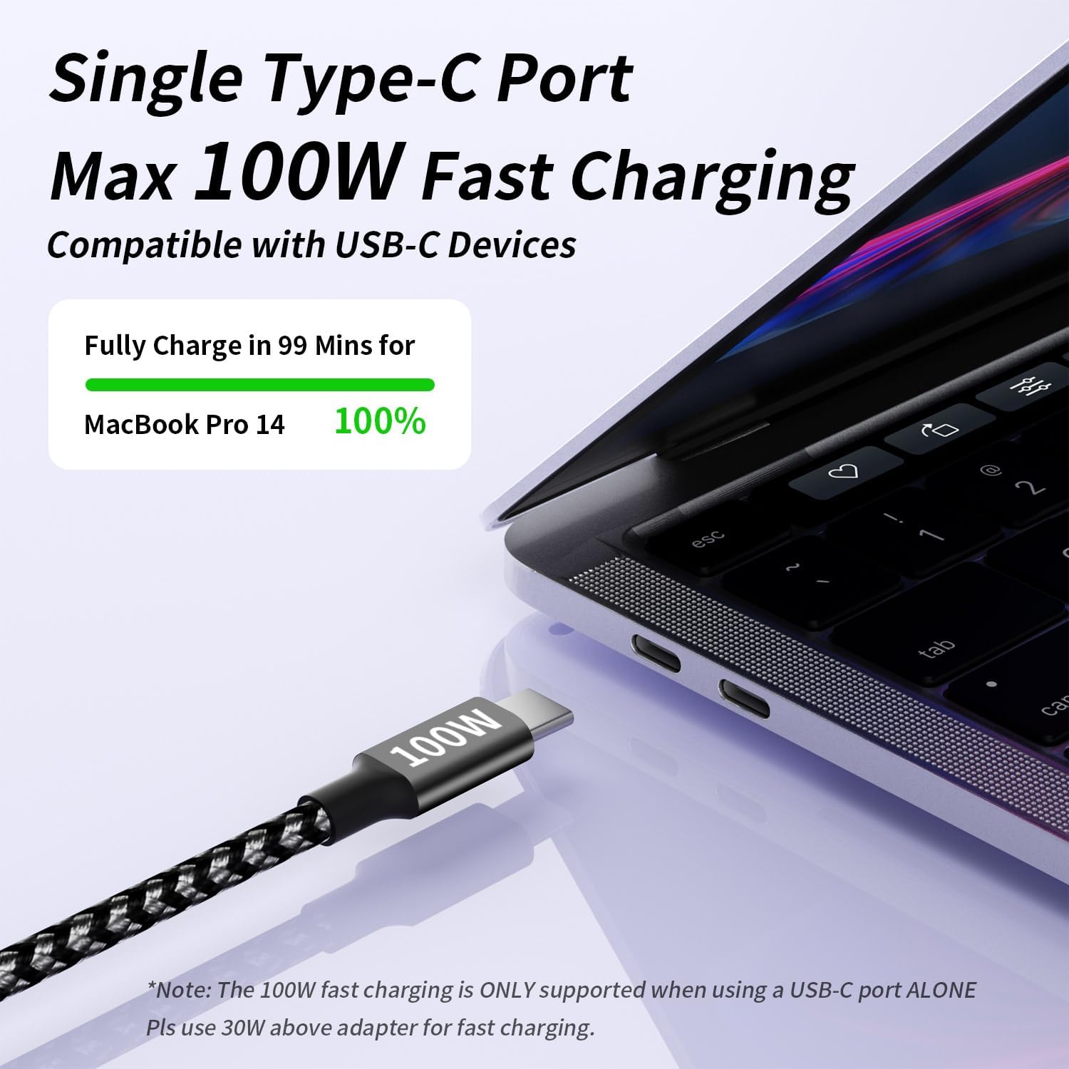 Detalle 2 de 3 in 1 100W USB-C Multi Charging Cable, 5ft ๐