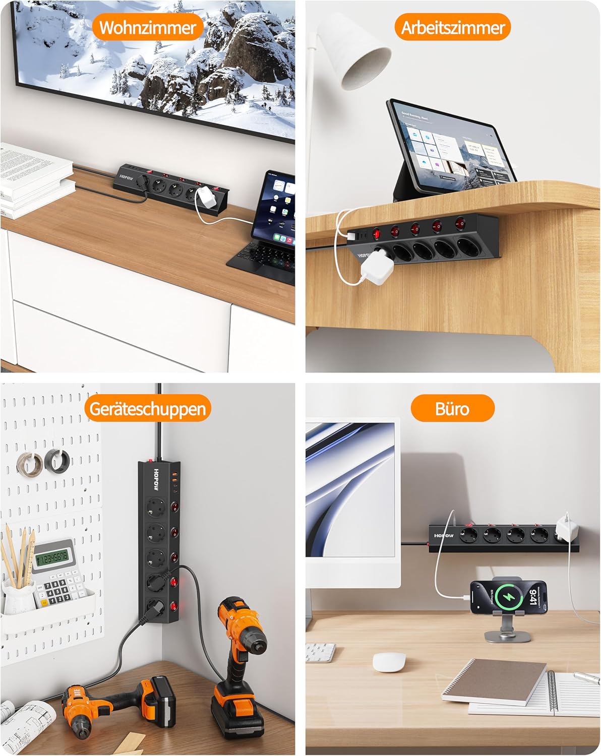 Thumbnail 6 de 5‑Fach Steckdosenleiste Einzeln Schaltbar 1700 J