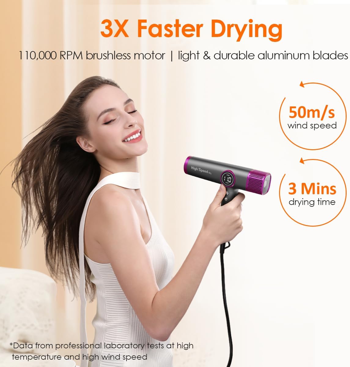 Thumbnail 1 de Faszin Hair Dryer: High-Speed, Lightweight 110,000 RPM with 200M Ionic Power and 3 Magnetic Nozzles