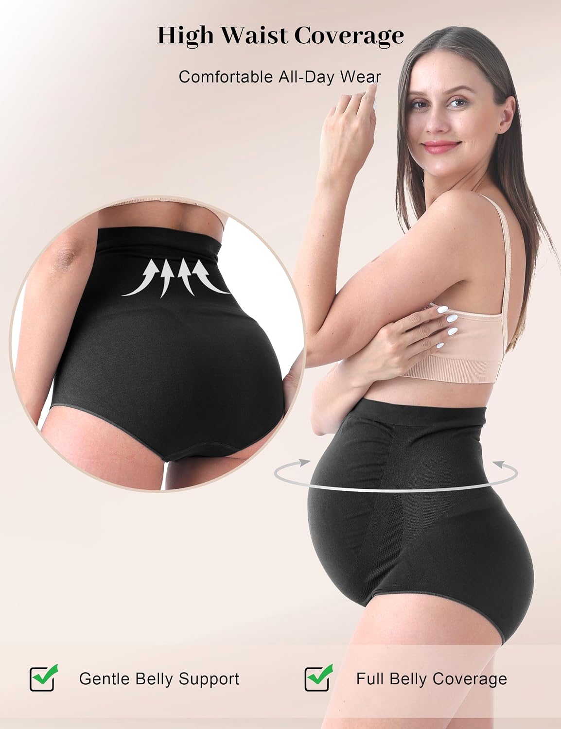 Detalle de SUNNYBUY women’s maternity high waist over-bump seamless hipster underwear (soft, breathable)