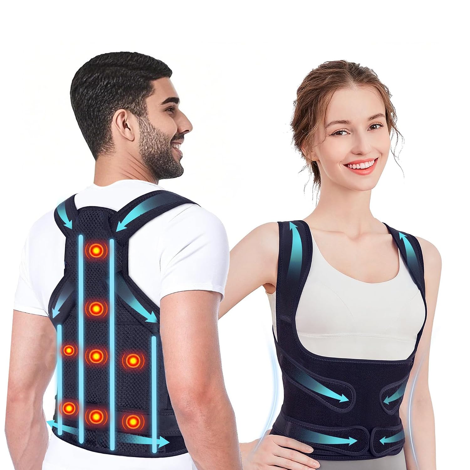 Detalle de WVWMYM Rücken Geradehalter – 8 Magnete, verstellbare Rückenstütze für Damen und Herren