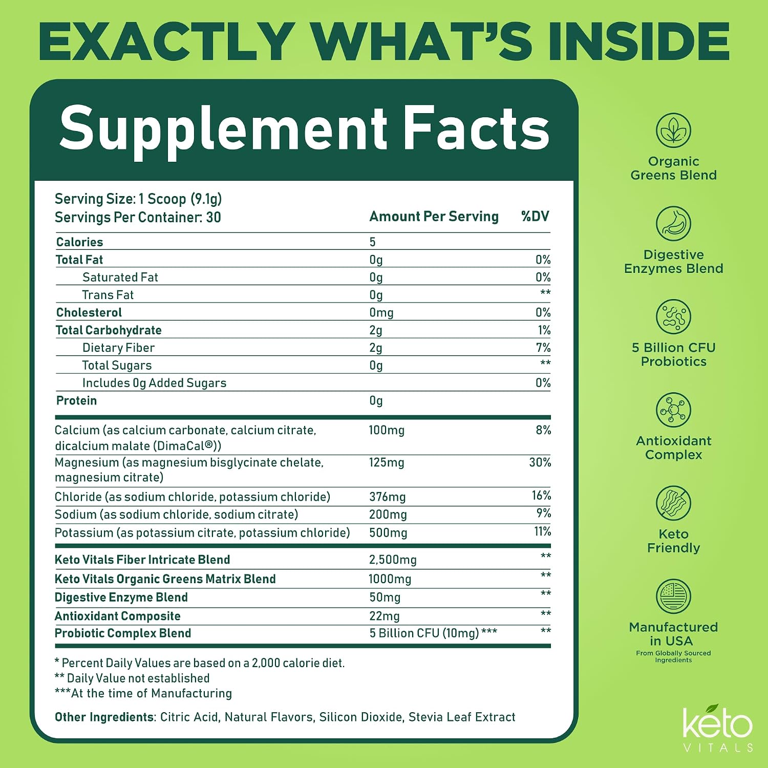 Detalle de KetoVitals Greens Powder with Electrolytes, 30 Servings