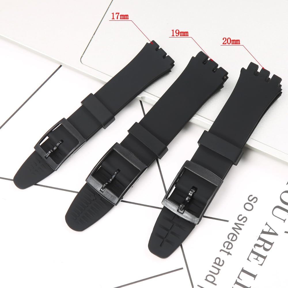 Detalle 2 de XBDSW 2er-Silikon Uhrenarmband-Set für Swatch (17/19/20 mm) – wasserdicht, mit Werkzeug