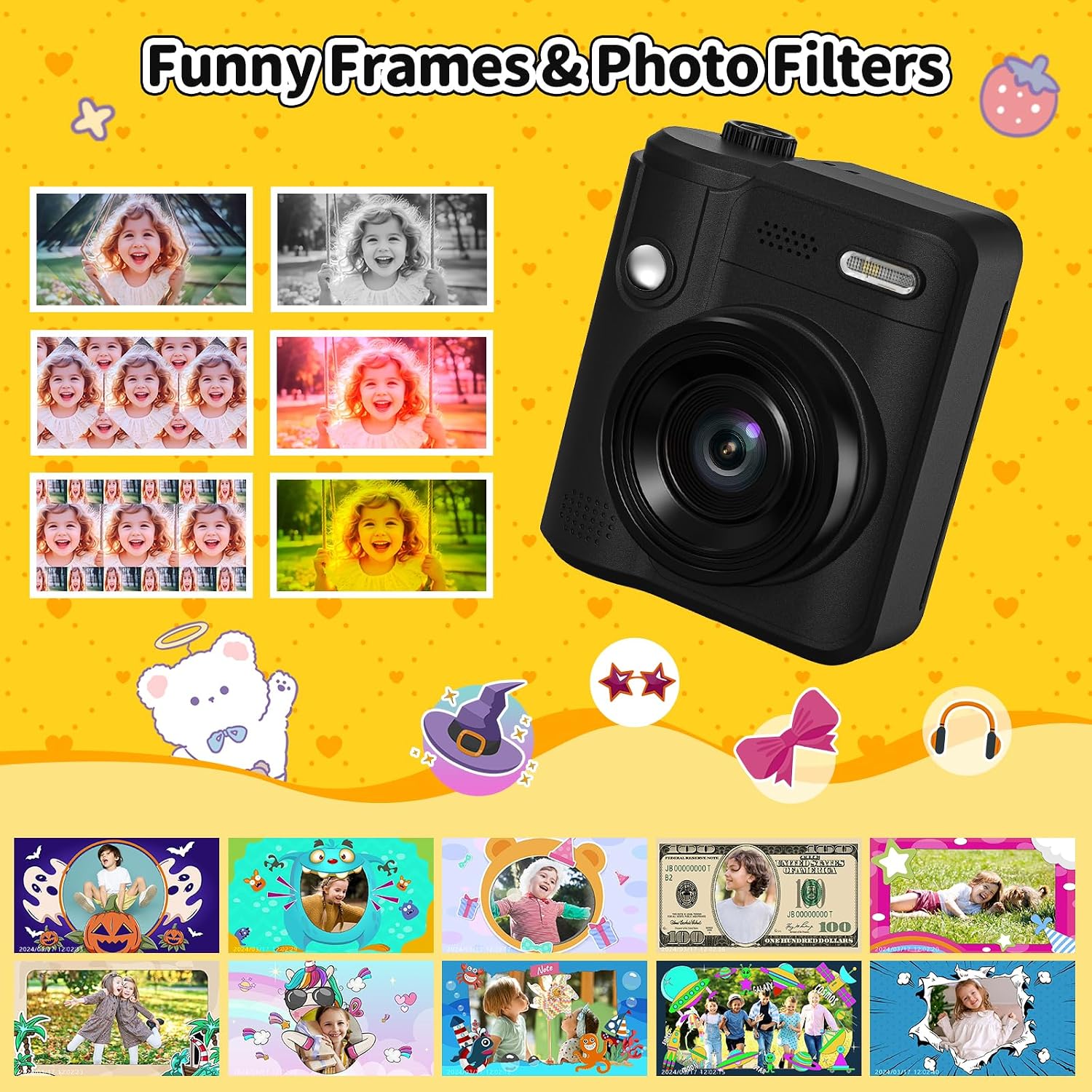 Detalle 2 de Gofunly Sofortbildkamera für Kinder (1080P, 32-GB-Karte & Druckpapier) – mit sofortigem Schwarzweißdruck
