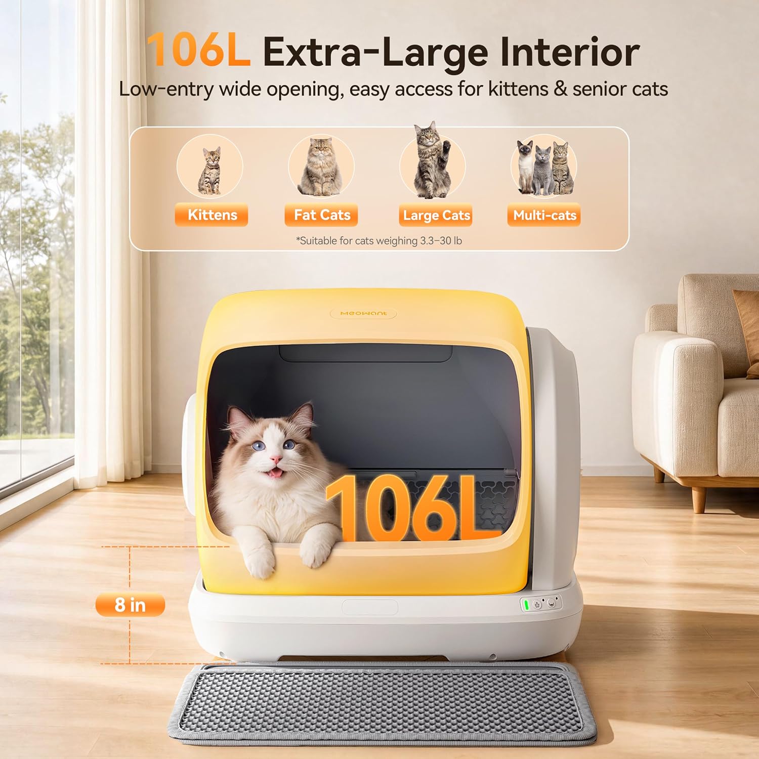 Detalle 2 de Meowant MW-SC09-NEW 003 Automatic Cat Litter Box, 106L, Low Entry