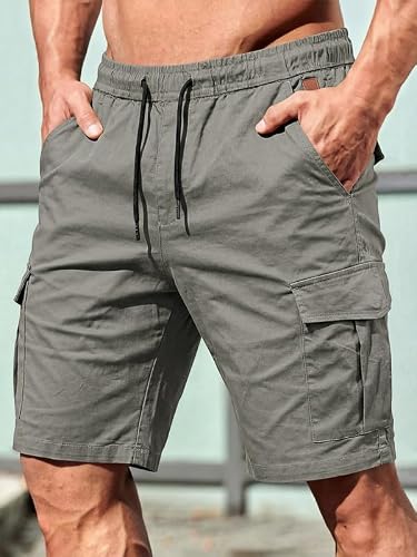 Detalle de Elegancity Kurze Cargo-Hose Herren – Grau, Regular Fit, Elastisch