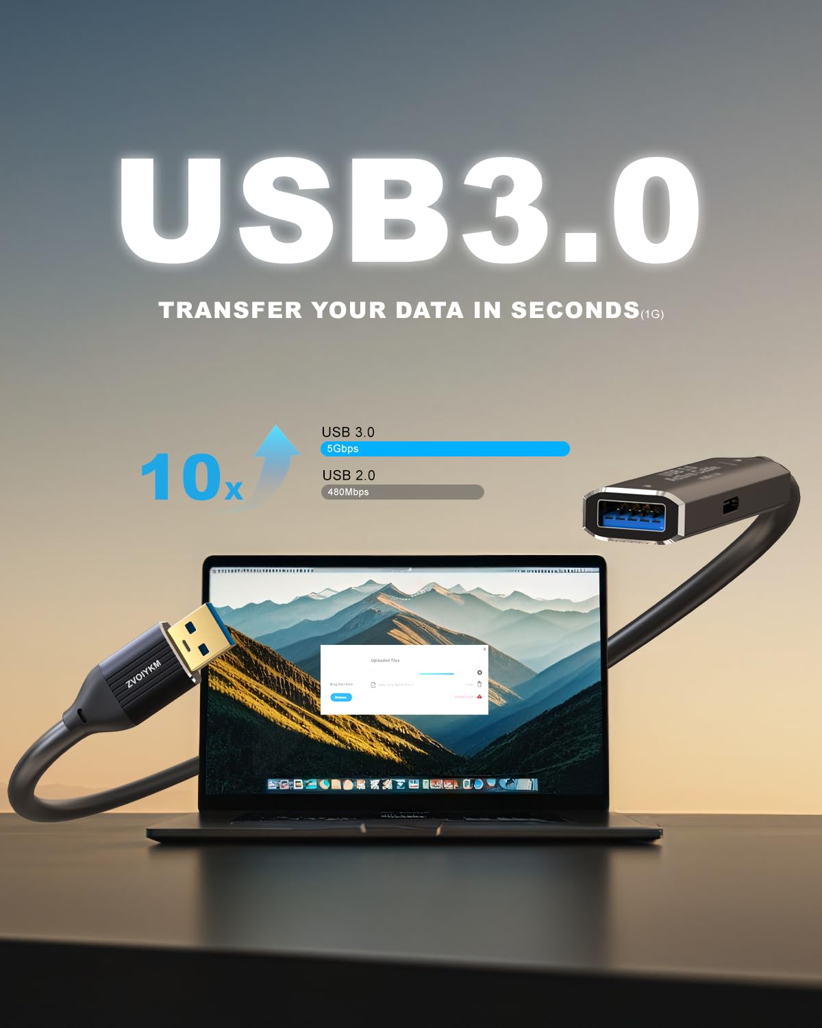 Thumbnail 2 de ZVOIYKM USB 3.0 Active Extension Cable, 15M (50FT) with Built-in Chip – 5Gbps Repeater
