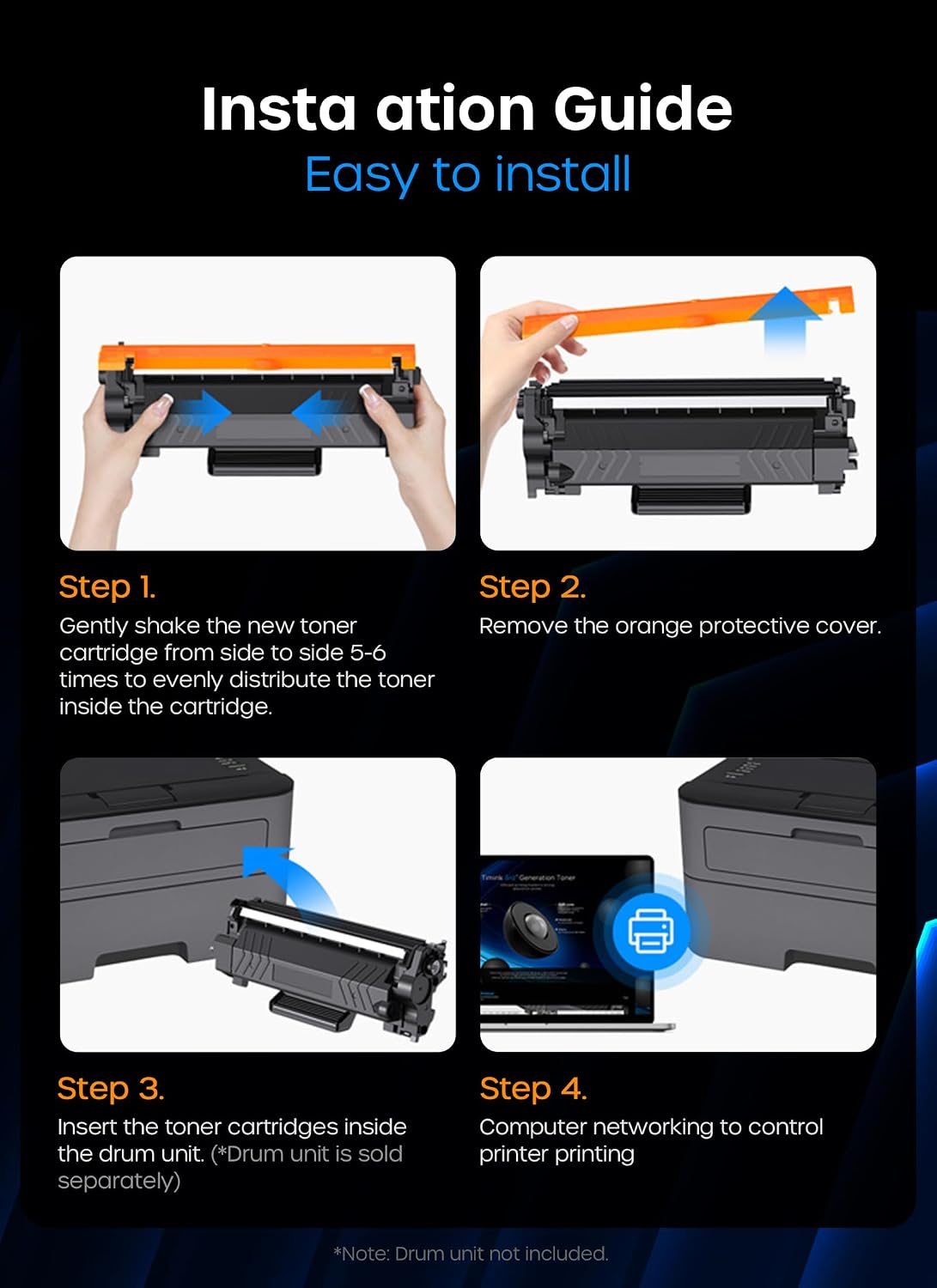 Detalle 2 de Timink TN760-2P Black Toner Cartridge 2-Pack with Chip, High Yield