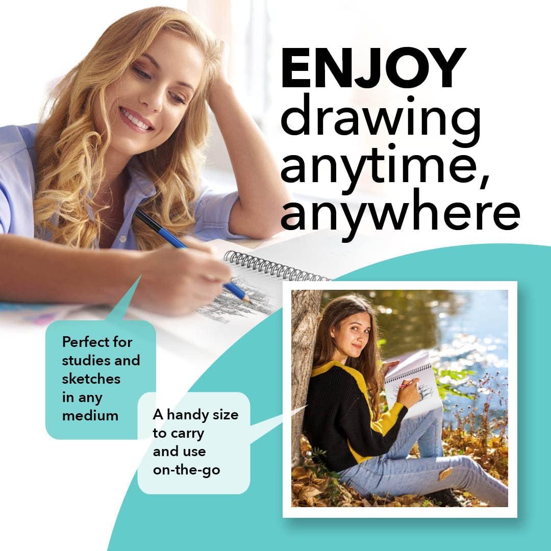Detalle 2 de Castle Art Supplies Premium-Skizzenbücher (9 x 12 Zoll) – Skizzenblock-Doppelpack mit 200 Blättern, 90 g/m² und Spiralbindung