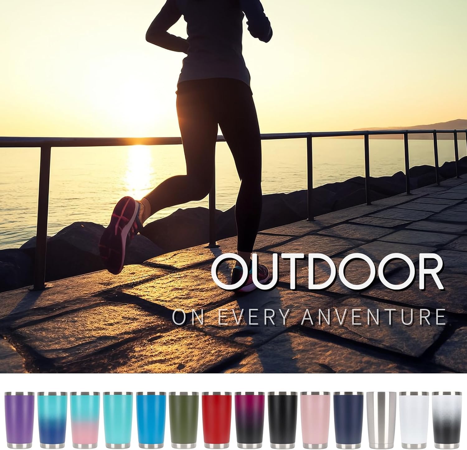 Thumbnail 5 de Y·J&H 20oz Travel Tumbler: Double Wall Vacuum Insulated Stainless Steel (Army Green)