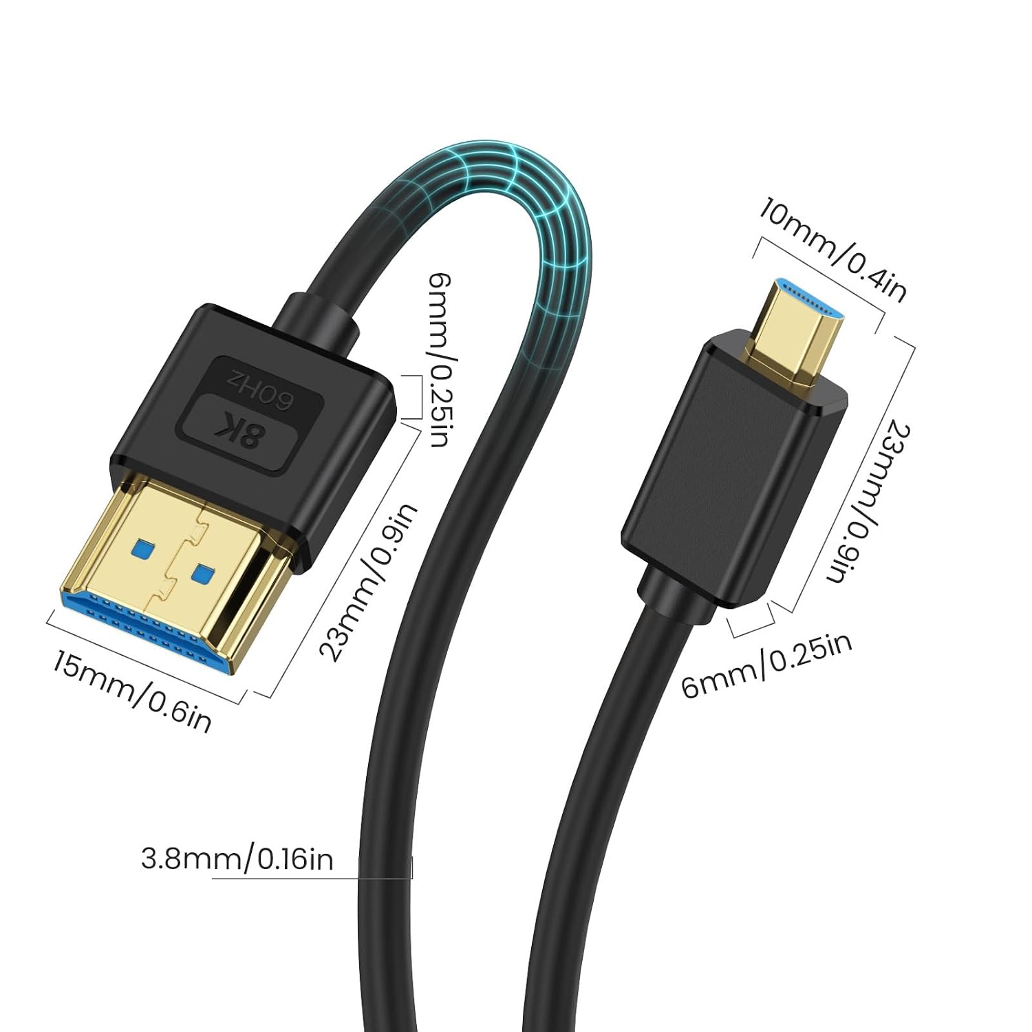 Detalle 2 de Maxhood Ultra Thin Micro HDMI to HDMI 0.3M