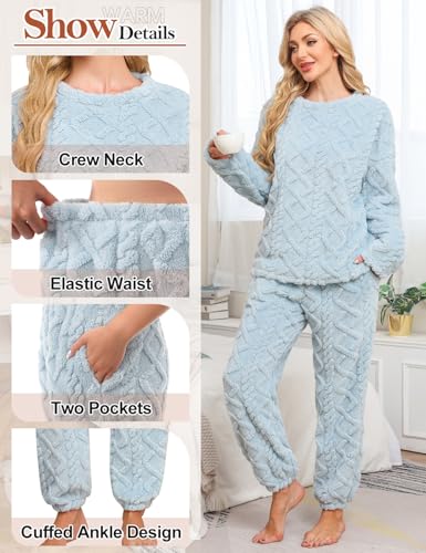 Thumbnail 5 de Niwicee Pyjama Femme Hiver Polaire – Ensemble 2 pièces bleu M