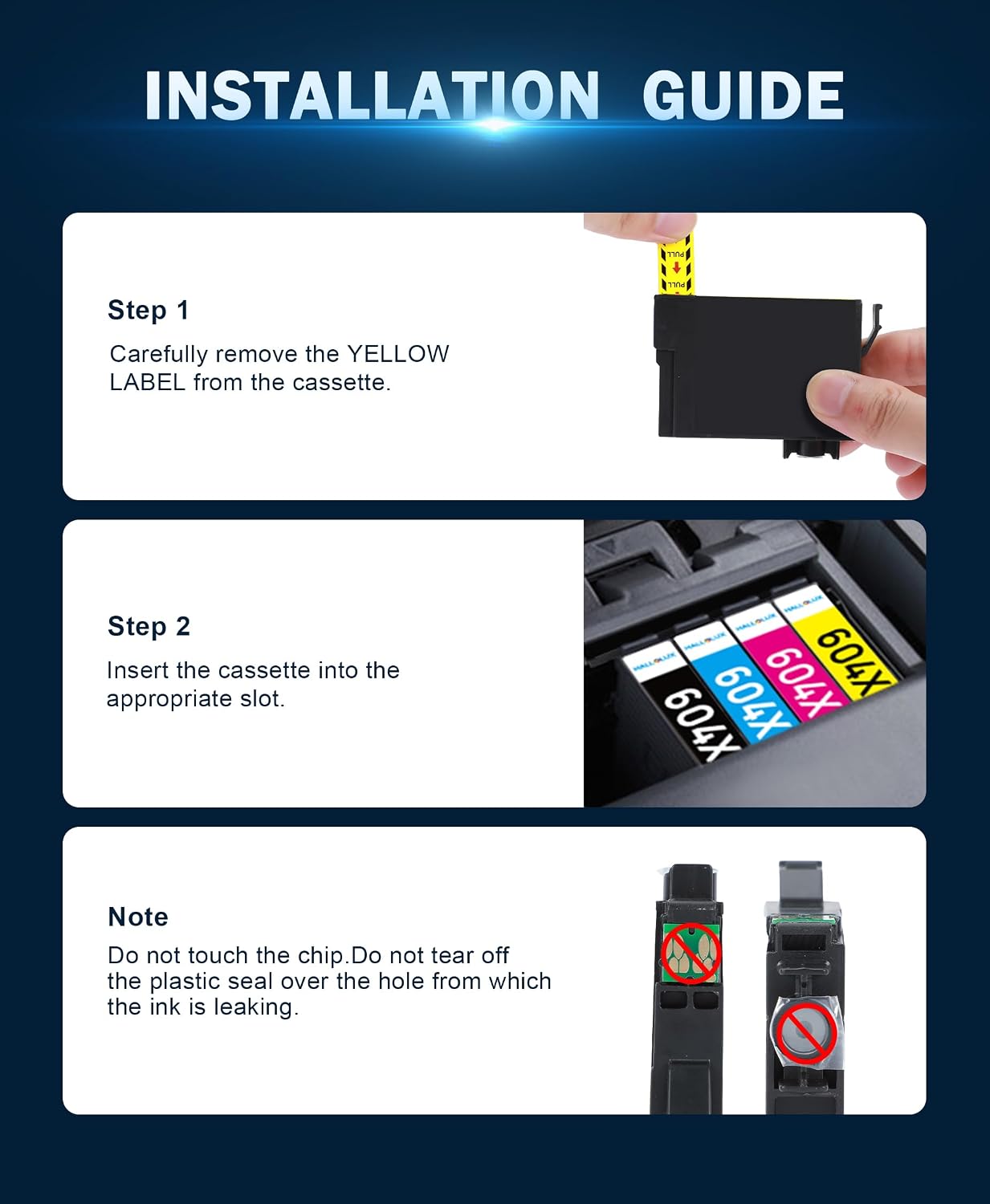 Thumbnail 5 de HALLOLUX 604 XL Patronen Multipack (8er-Pack) f�r Epson XP-3200/XP-2205/XP-3205/WF 2930DWF – kompatibel, nicht Original