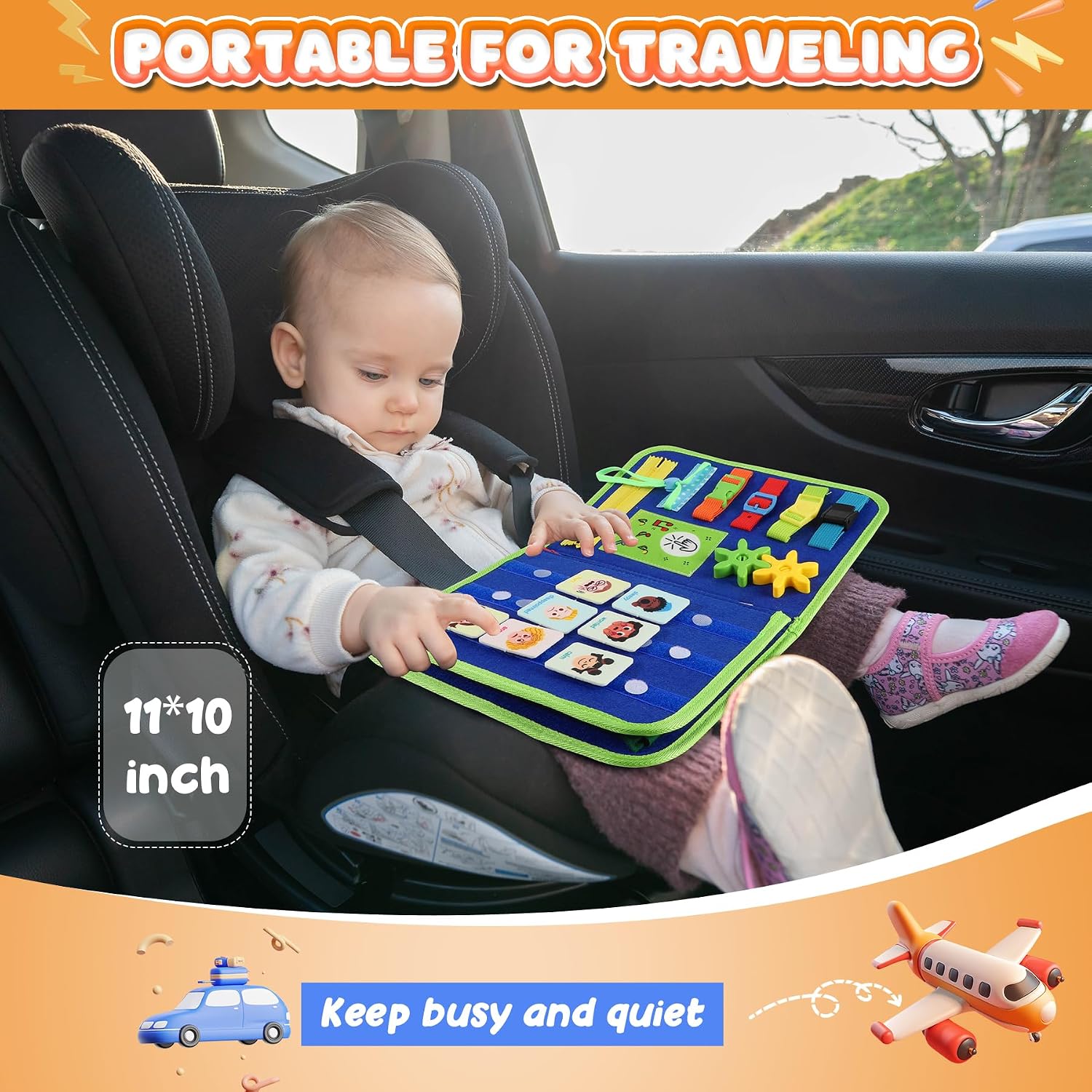 Detalle 1 de URMYWO UMMZBAL Busy Board, 6-Page Fabric Activity Book with Alphabet and Number Activities