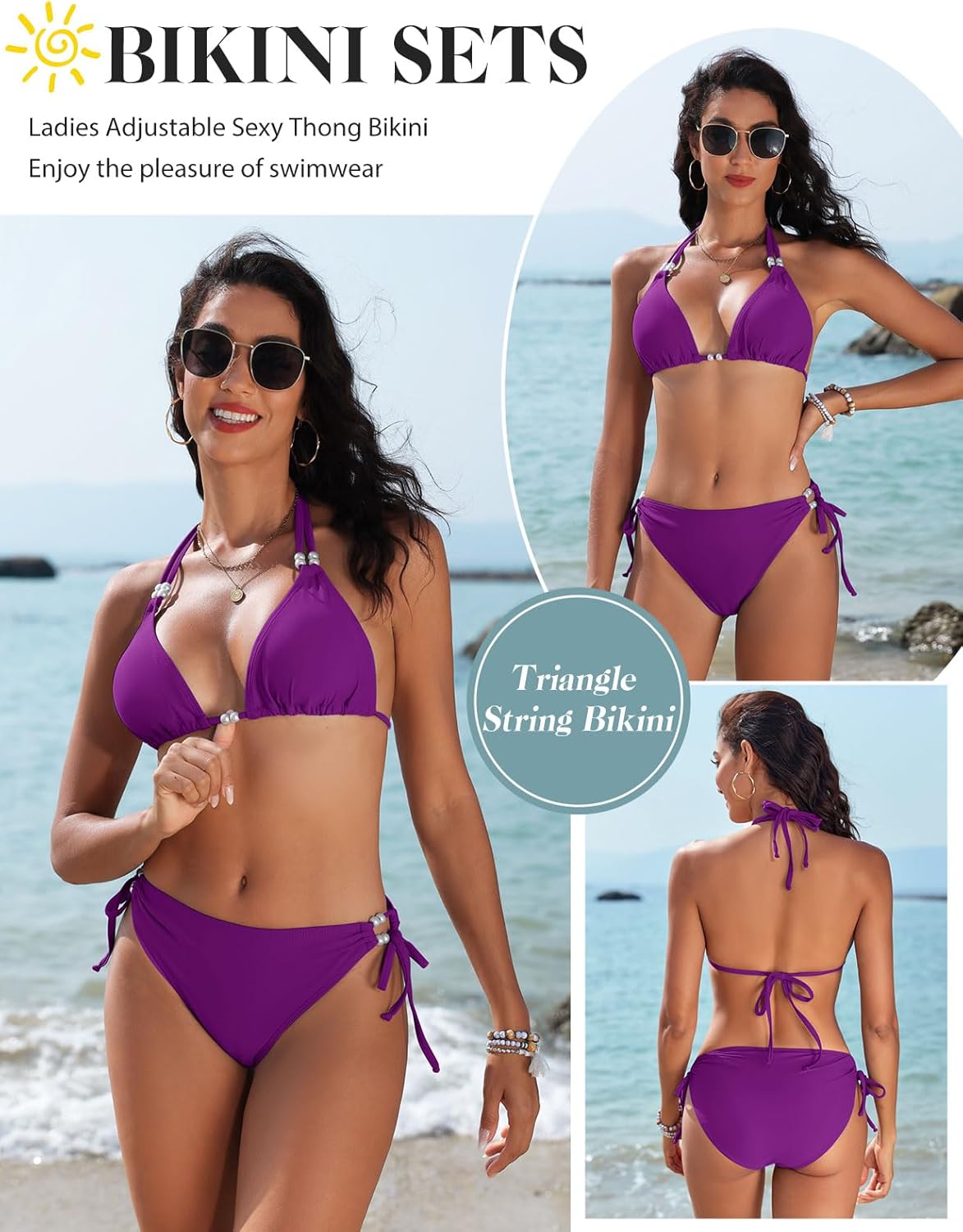 Thumbnail 4 de RITOSTA costume da bagno donna due pezzi con brasiliana e reggiseno triangolo imbottito, imbottito e regolabile