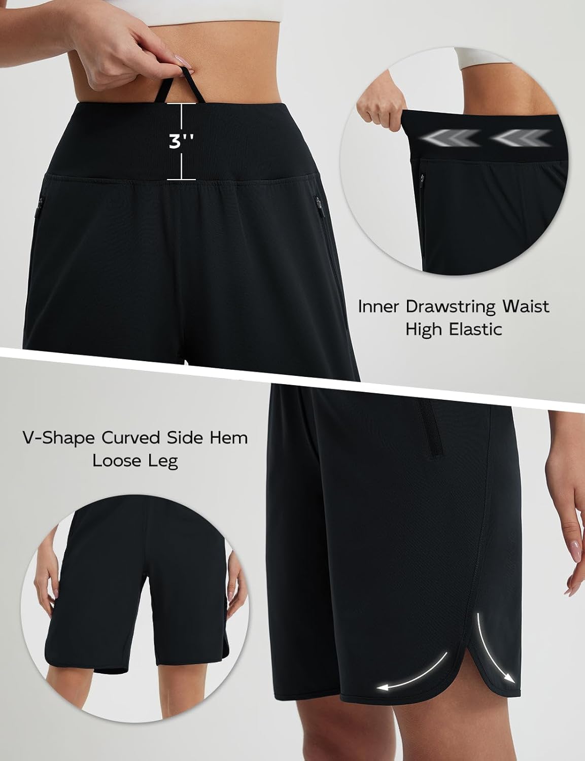 Thumbnail 3 de Baleaf Women's Bermuda Long Shorts 9" – Knee-Length, Zip Pockets, UPF 50+