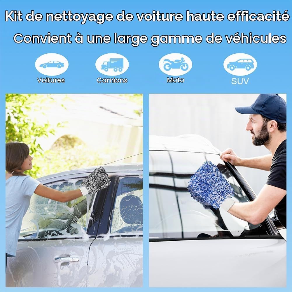 Detalle 1 de vsshe U10-SHRST250311-FBA microvezel-autowashandschoenen, 2 stuks, dubbelzijdig