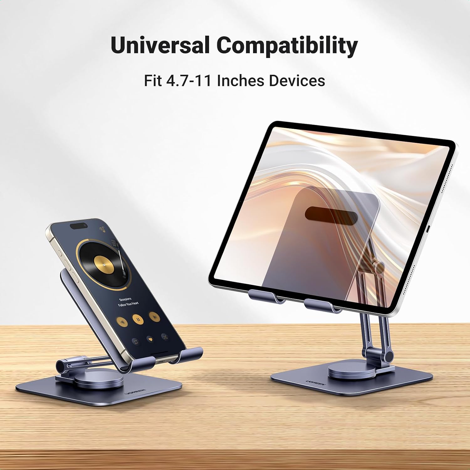 Thumbnail 4 de UGREEN Adjustable Swivel Tablet Stand, Aluminium, Foldable, 360° Rotation