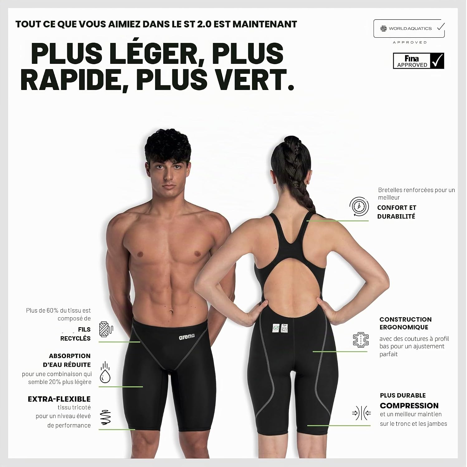 Thumbnail 5 de Arena Powerskin ST Next: Maillot de bain une pièce pour garçon, approuvé FINA, tissu recyclé