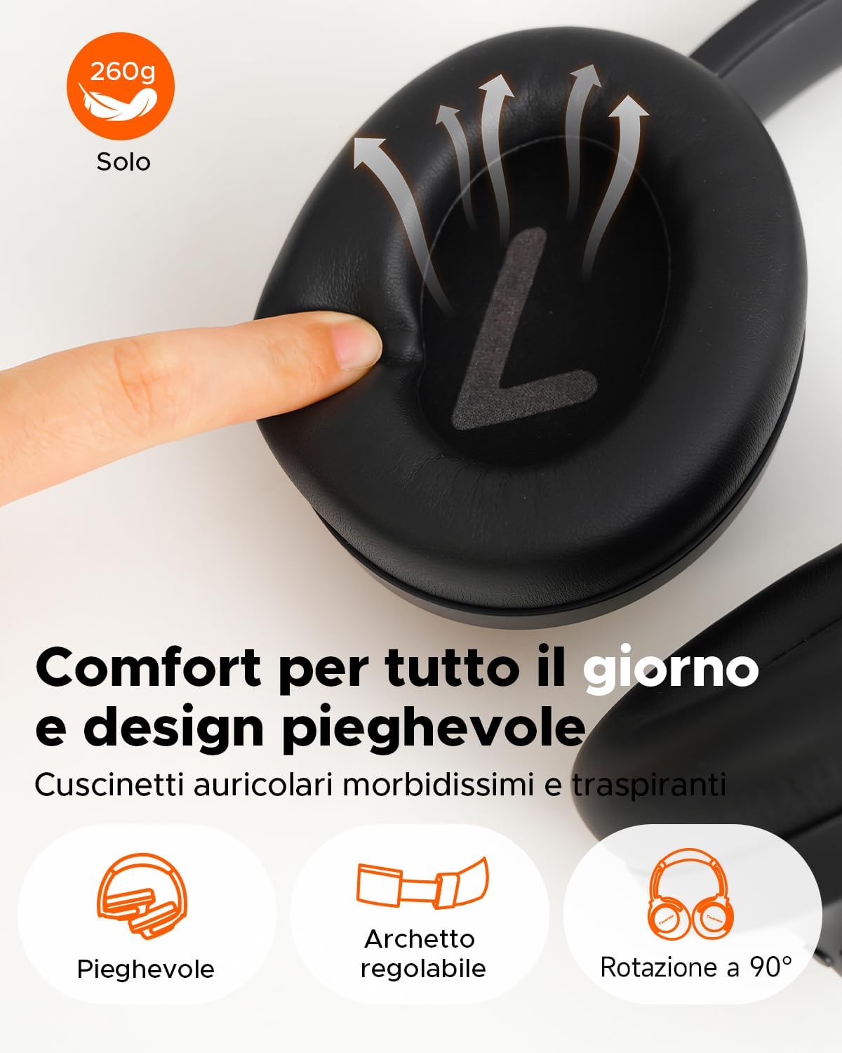 Detalle de truefree HF10: Cuffie wireless con ANC ibrida, audio spaziale e doppia connessione
