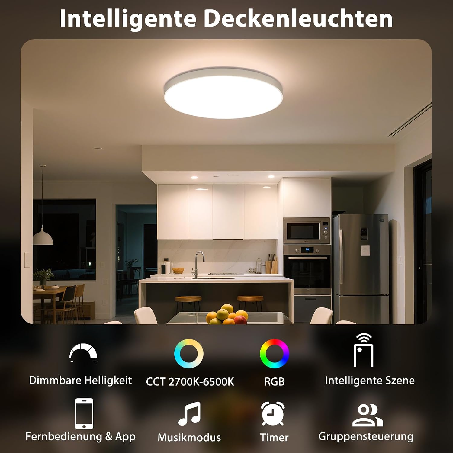 Detalle 2 de LED Deckenleuchte Dimmbar 24W Ø30cm