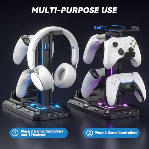 Thumbnail 6 de KDD Headset Stand with Charging Station – Detachable Headset Controller Holder (Black)
