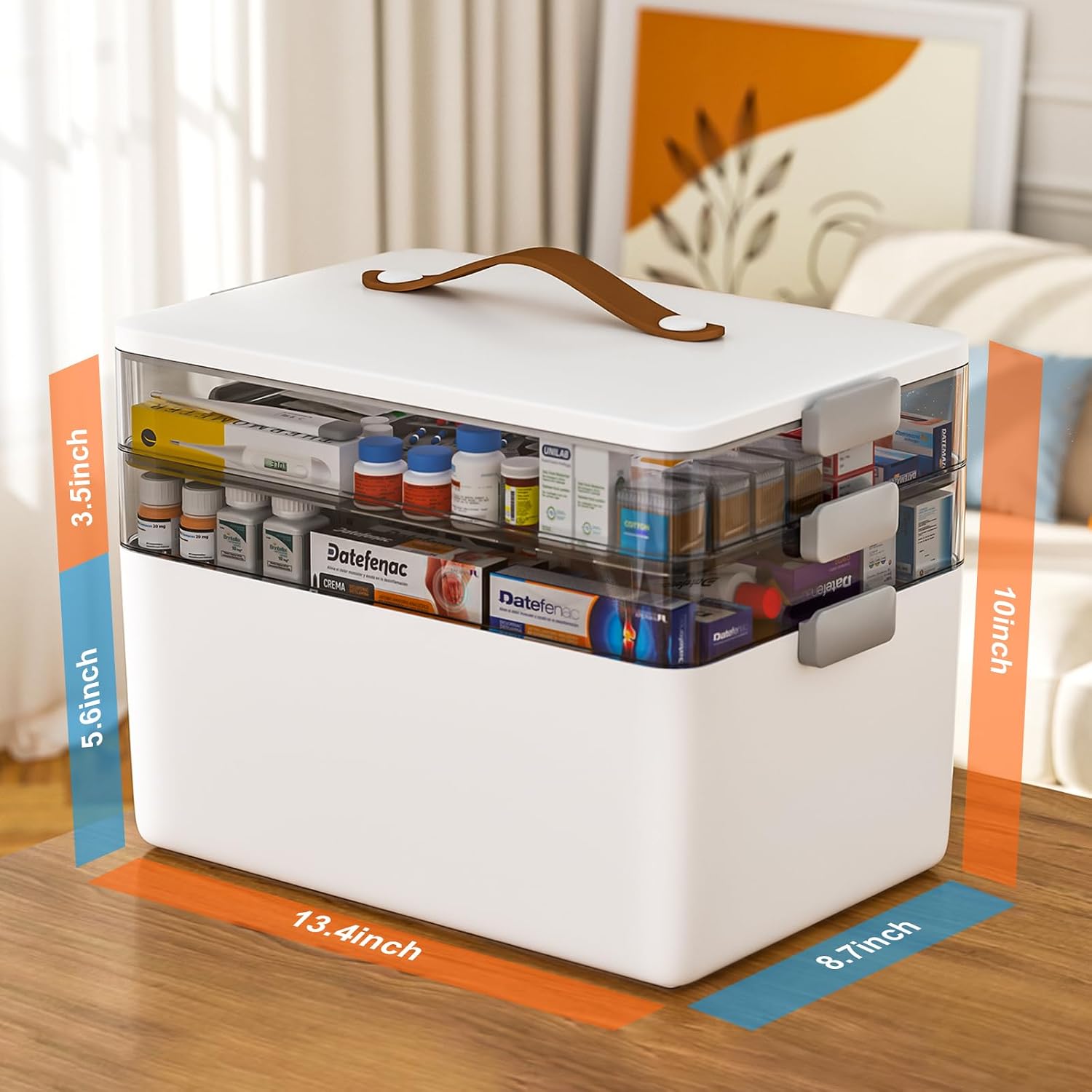 Thumbnail 4 de MOPUP YXLY3C03 3-Tier Medicine Storage Box with Handle and Removable Tray