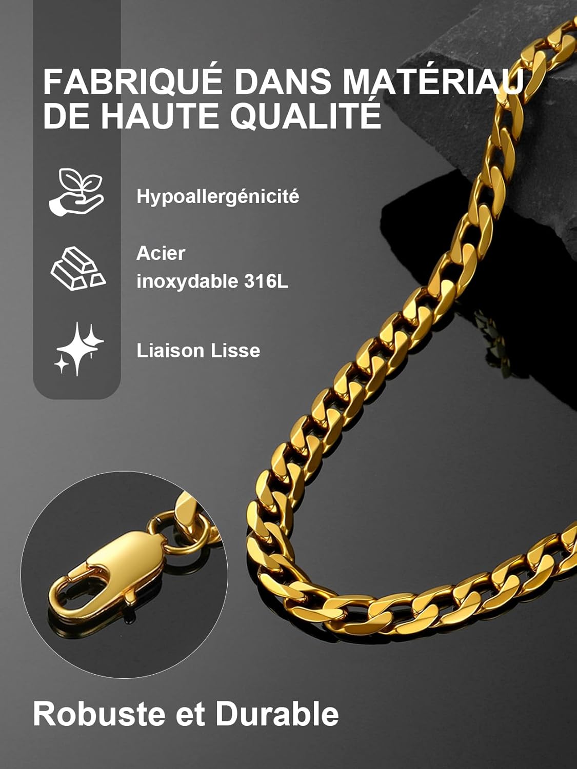 Thumbnail 2 de ChainsPro Chaine Acier Inoxydable Homme – Collier Miami Cubaine 4/6/9/13 mm