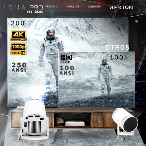 Detalle de REKION Super Pack Mundial: Proyector HY.300 Pro 4K con Pantalla de 60" y Android 13