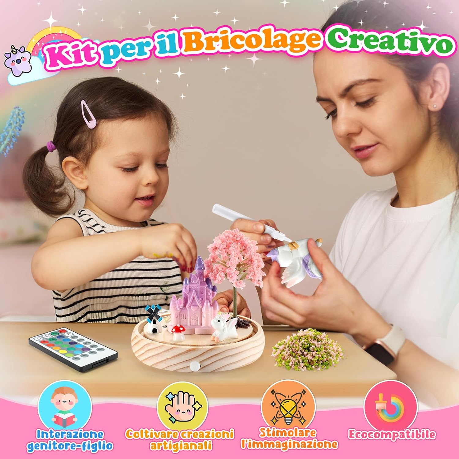 Detalle de Dislocati Unicorno: Set Decorativo Fai da Te con 16 Colori e 4 Modalità di Luce