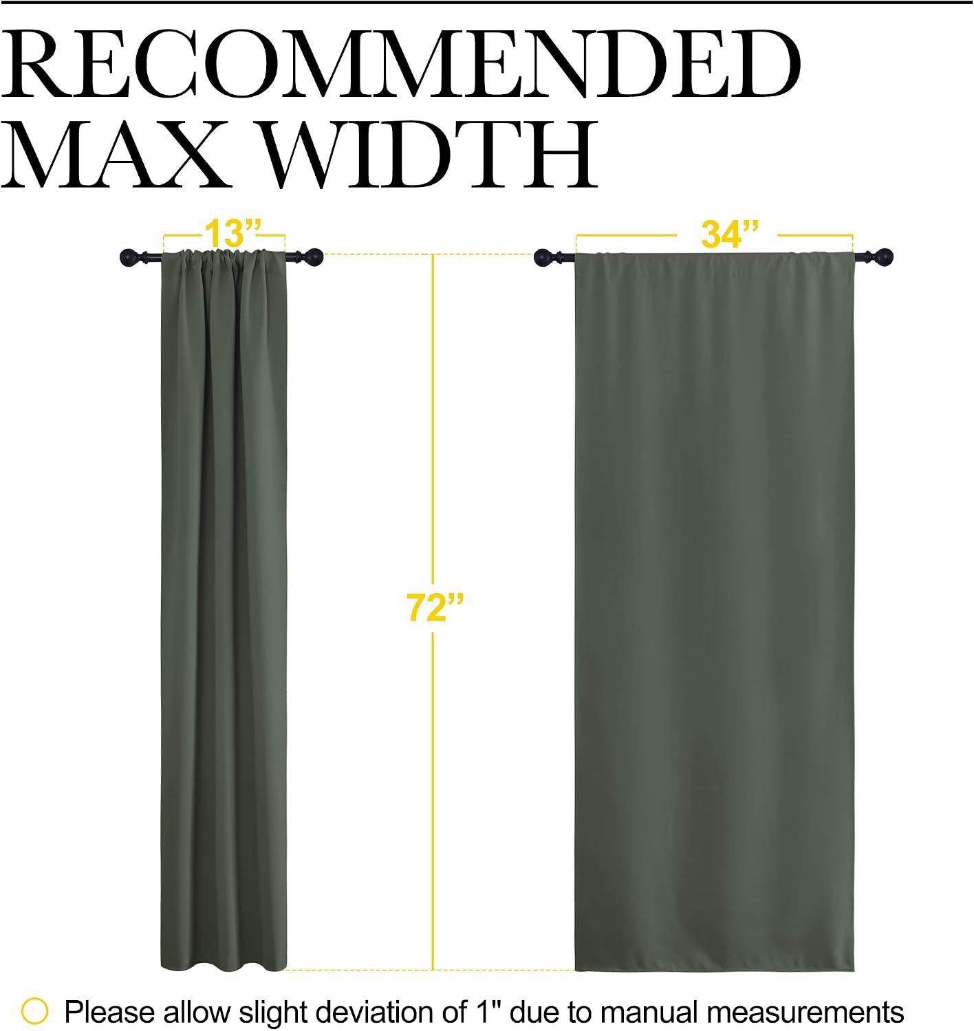 Thumbnail 6 de NICETOWN Blackout Curtains 34 x 72 Inch