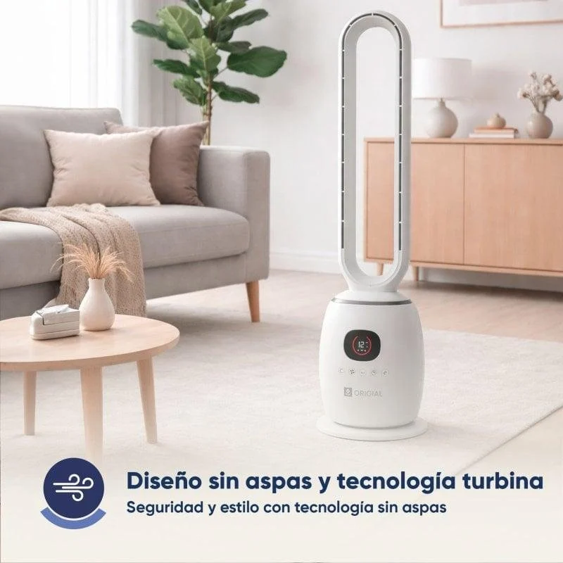 Detalle de Origial AirBliss Freeless 60W: ventilador sin aspas con control remoto