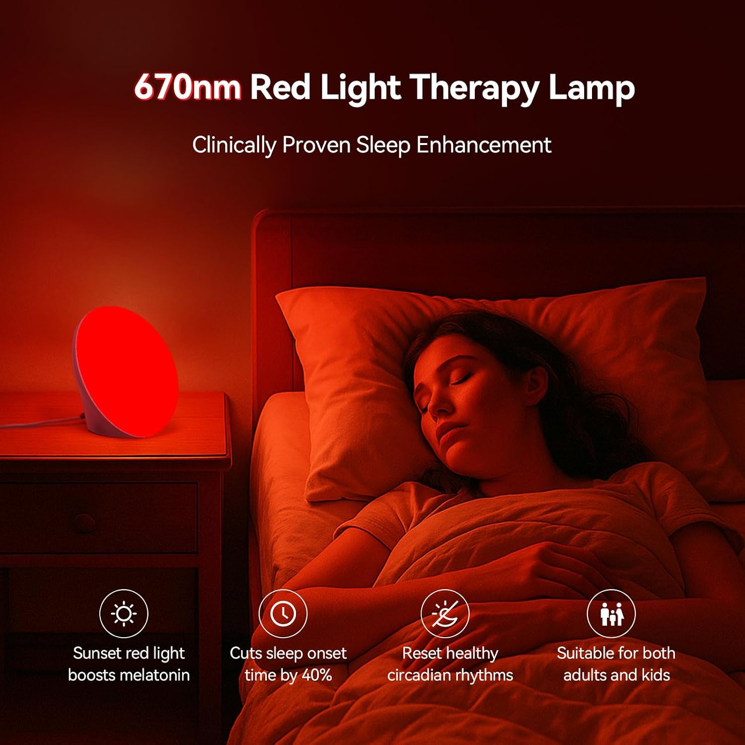 Thumbnail 2 de EVATEALE RL001 Sun Lamp, 10,000 Lux with 670 nm Red Night Light and Remote
