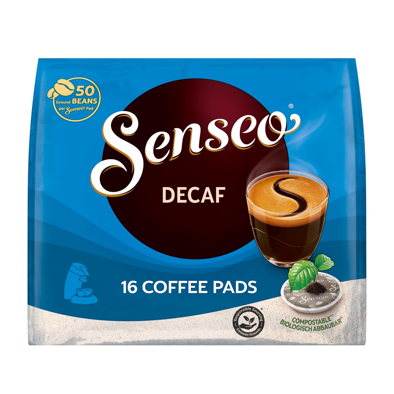 Detalle de Senseo Pads Decaf Enkoffeiniert – 80 koffeinfreie Pads, 5 x 16 Stück