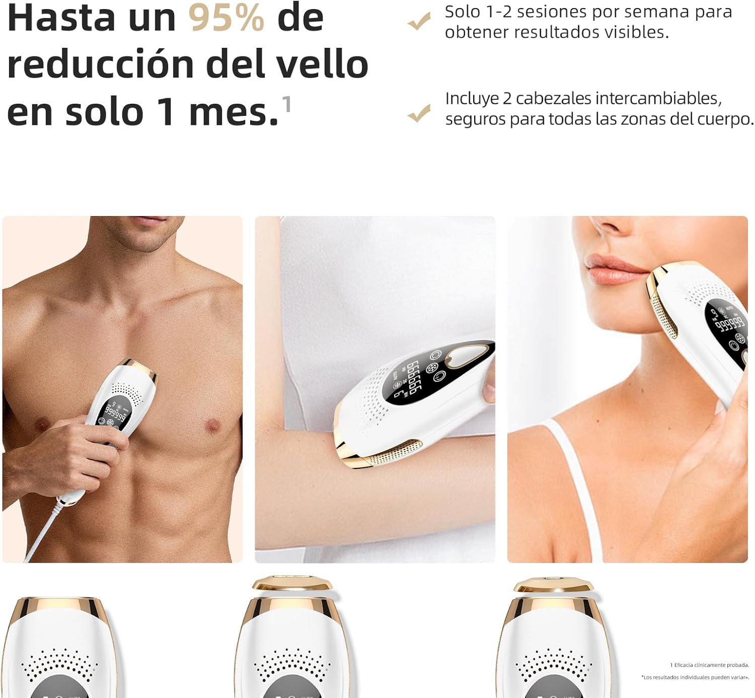 Detalle de Epilatore Luce Pulsata Slikwave: 9 livelli, 6 accessori e modalità manuale/automatica per uomo e donna
