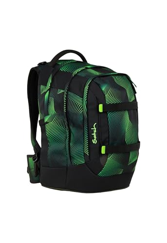 Detalle de Satch Schulrucksack Pack Seismic Green – Schwarz: Viel Platz, ergonomisch tragbar und zuverlässig organisisert