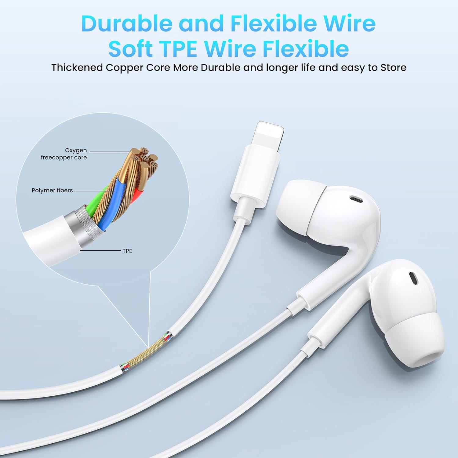 Detalle de Kabelkopfhörer für iPhone & iPad – MFi-zertifiziert, Mikrofon, HiFi-Sound