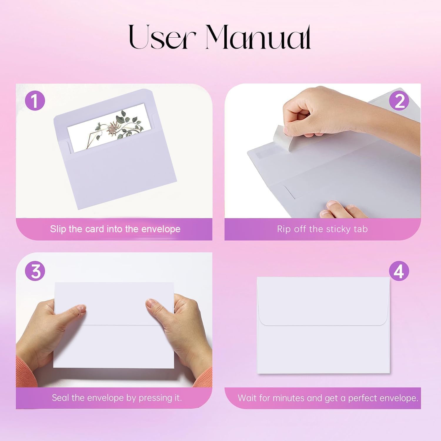 Detalle 2 de Packpal 5 x 7 Blank Cards and Envelopes, 50-Set Self-Seal White Cardstock