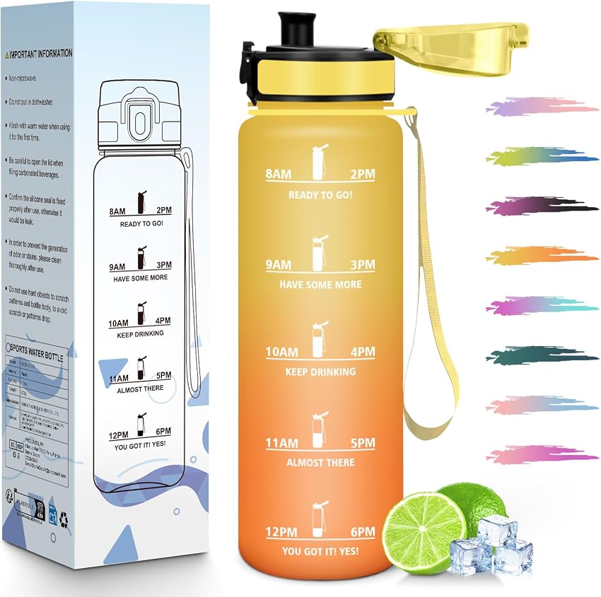 Detalle de HoneyHolly Botella Agua 1 L, cantimplora reutilizable para gimnasio 🚰