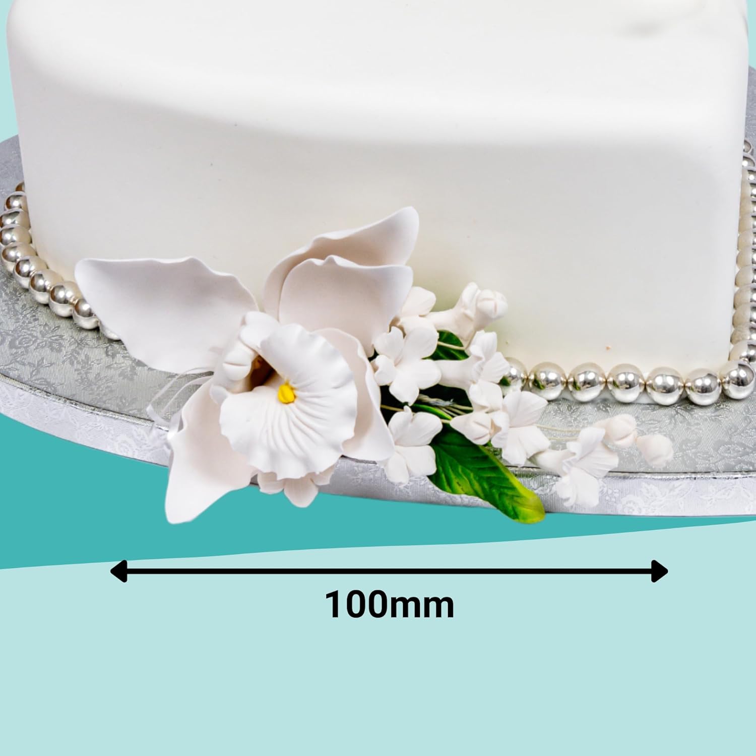 Thumbnail 3 de Cake Company Orchideen-Bouquet (2 Stück) weiß – Tortendekoration aus Zucker für Hochzeit & Geburtstage