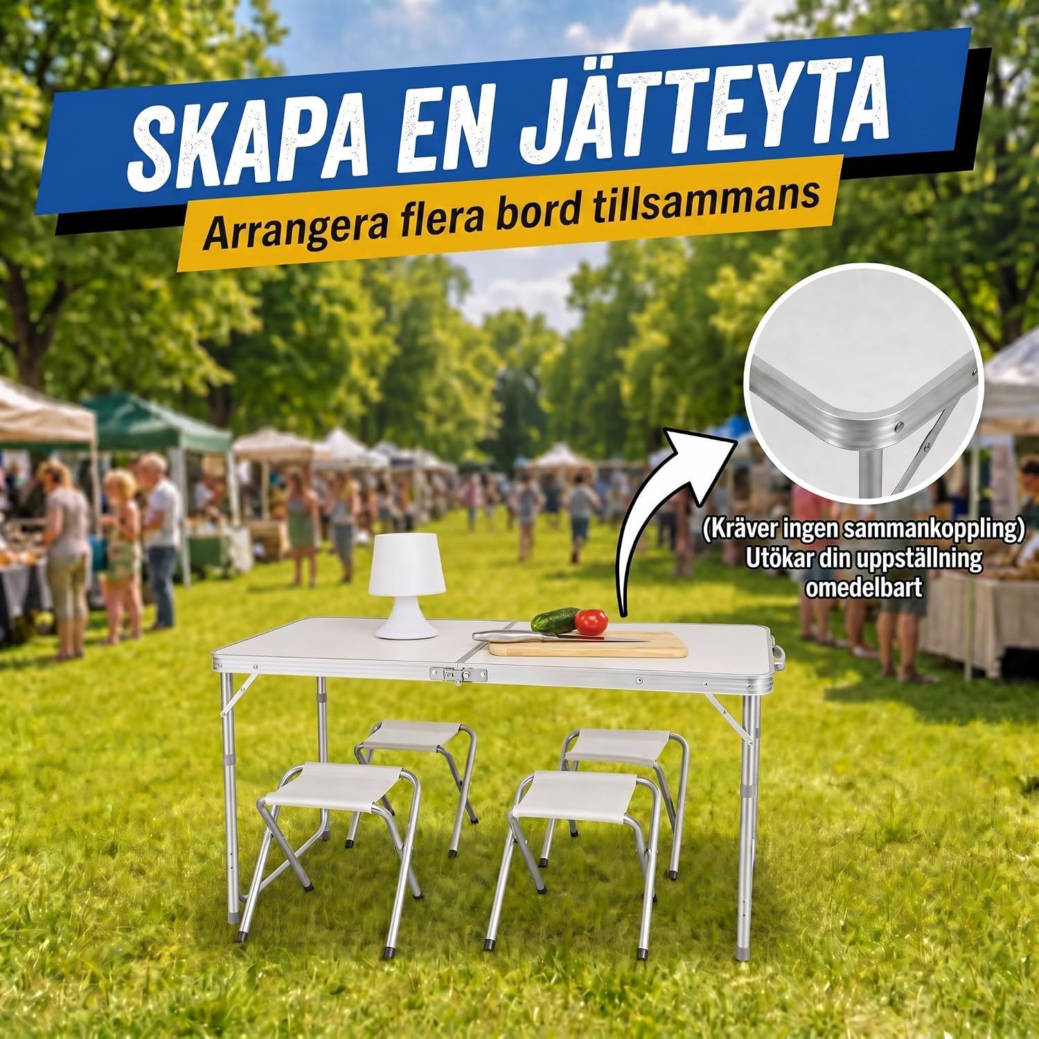 Thumbnail 6 de GOODS+GADGETS 3169011 campingbord med fyra stolar, 120 × 60 cm