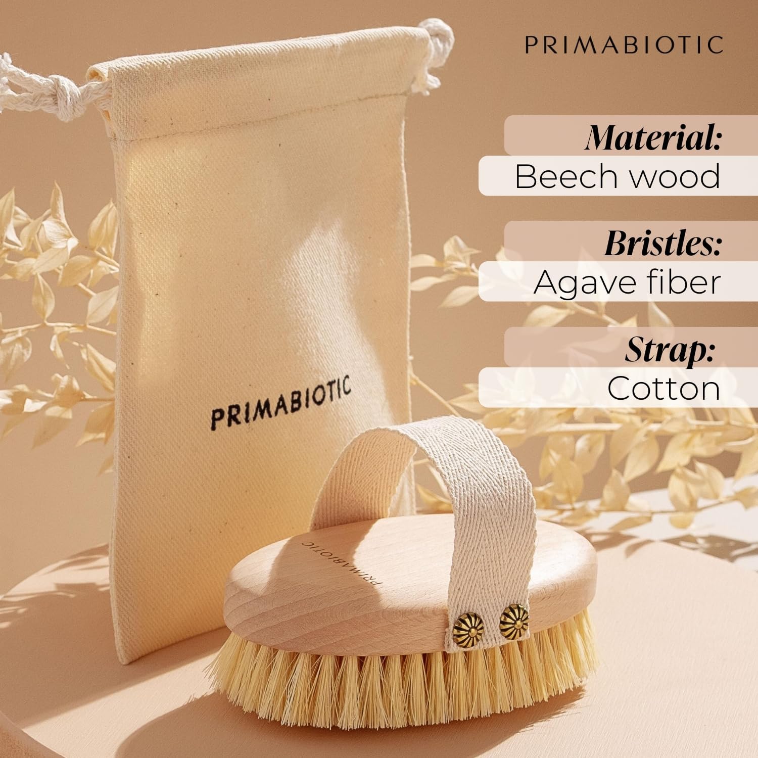 Detalle 2 de Primabiotic Cepillo de masaje corporal ecológico 🌿 con bolsa
