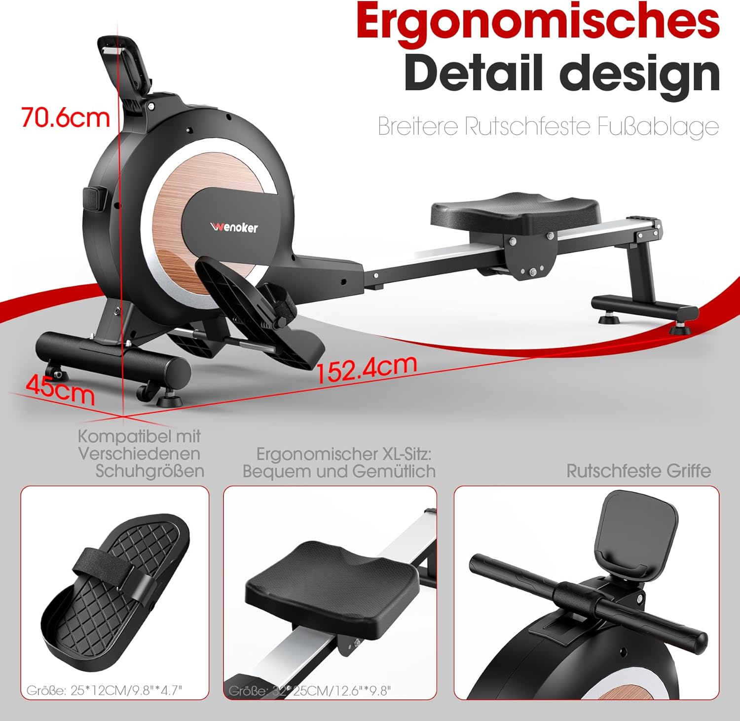 Thumbnail 3 de Wenoker Magnet-Rudergerät für Zuhause (16/32 Stufen), mit Bluetooth & App-Steuerung