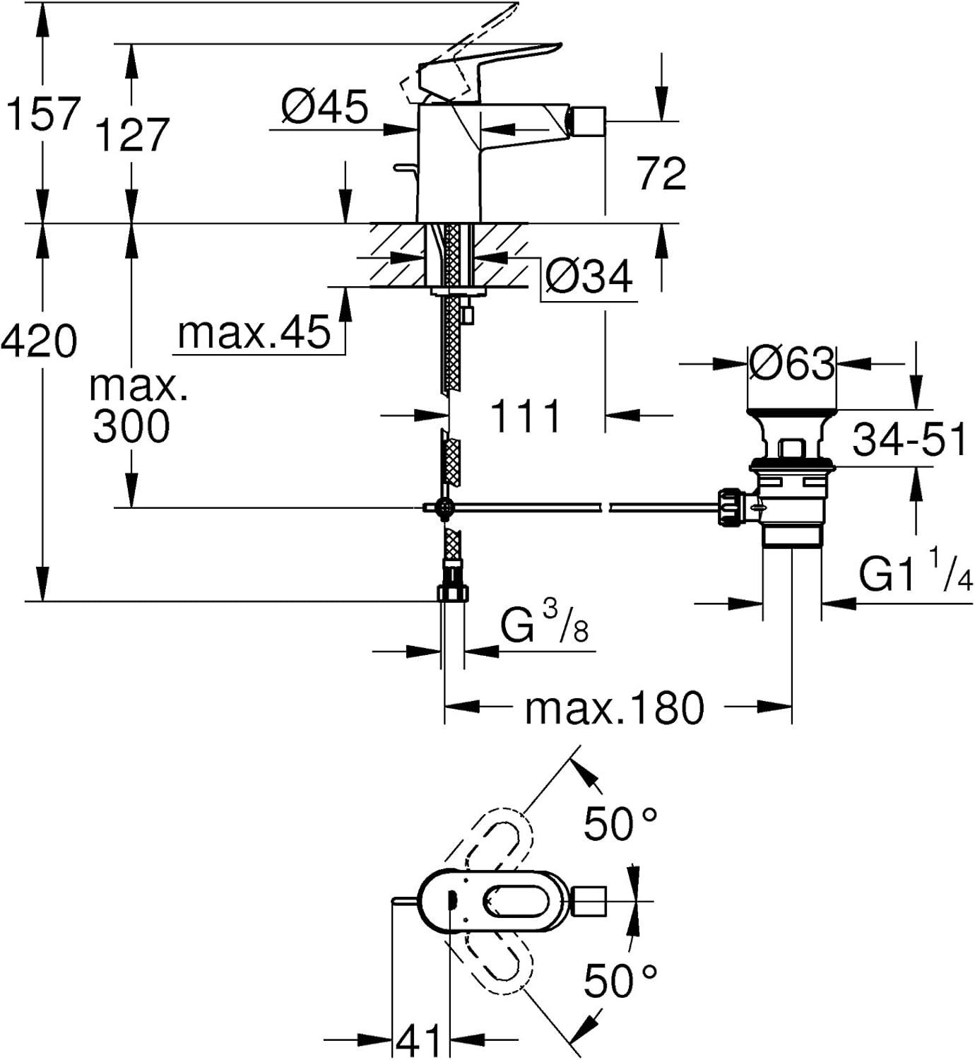 Thumbnail 1 de GROHE 23338000 miscelatore bidet monocomando