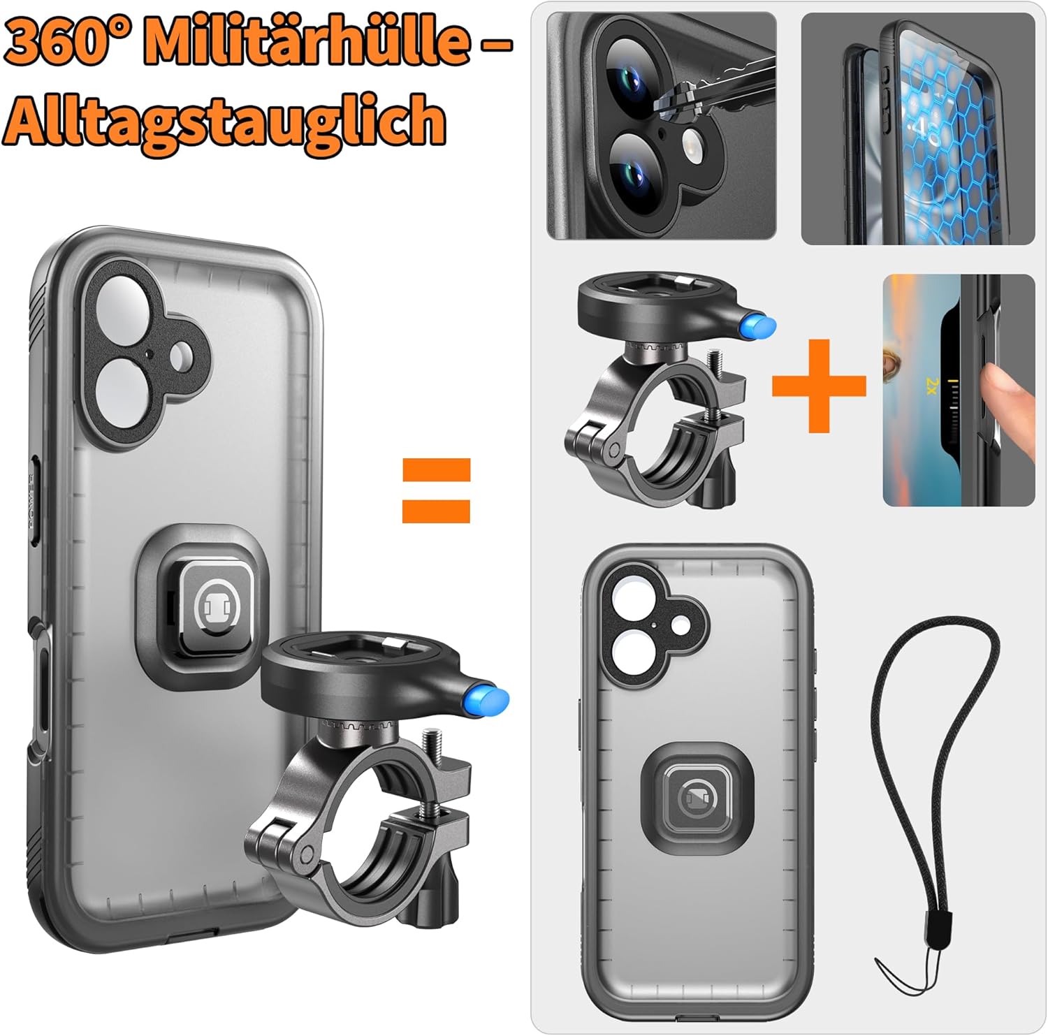 Detalle 2 de Cozycase Handyhalterung Fahrrad für iPhone 15 – wasserdichte Halterung mit Ein-Knopf Entriegelung und automatischem Schloss