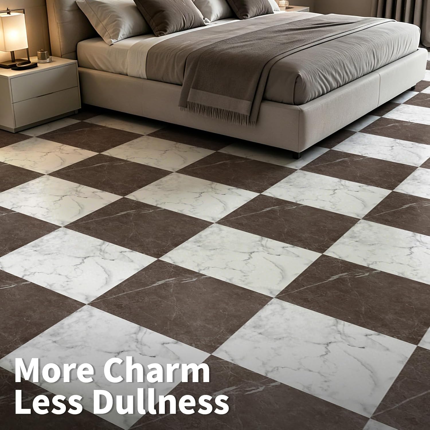 Detalle de Art3d Red & White Marble Vinyl Floor Tiles, 30-Pack, 12 x 12 in