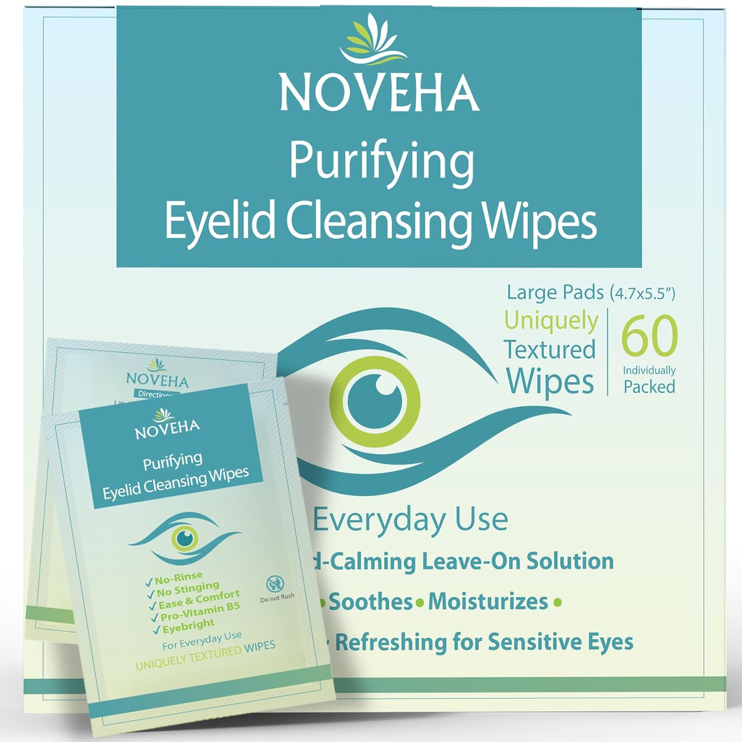NOVEHA Eyelid & Lash Wipes 60 pack